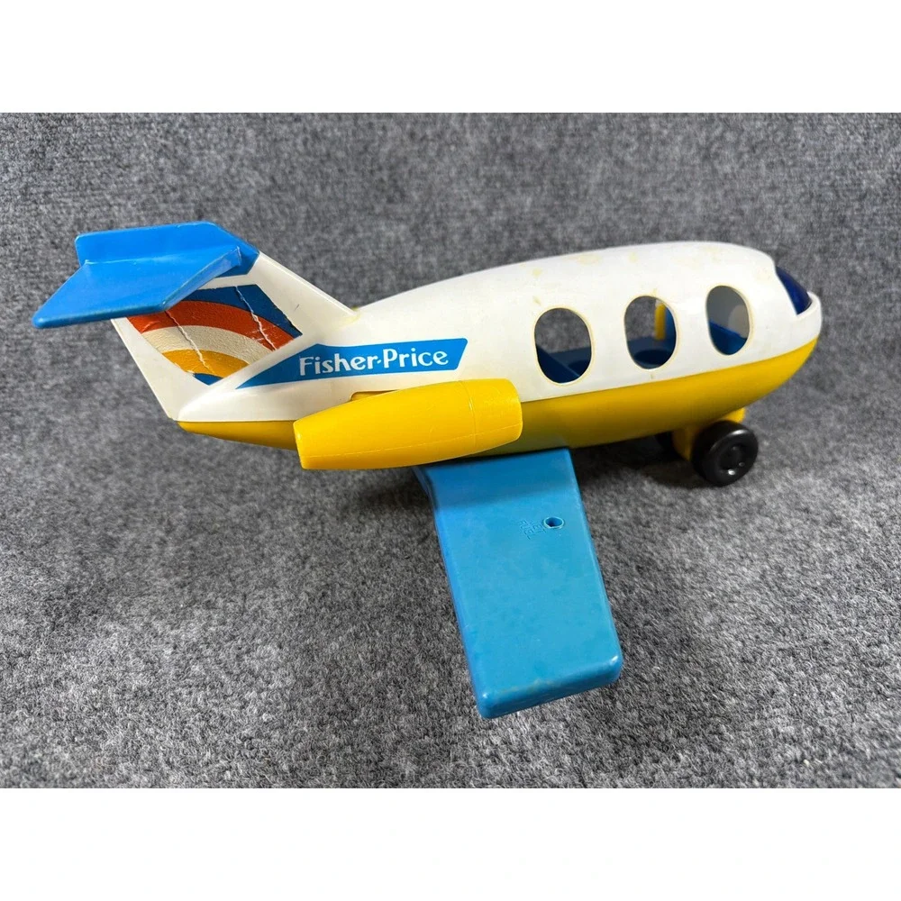 Vintage 1980 Fisher Price Little People Jetliner Airplane Toy 933 White Blue